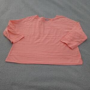 Habitat Clothes To Live In Top Womens Large Shirt 3/4 Sleeve Pink Slub Textured